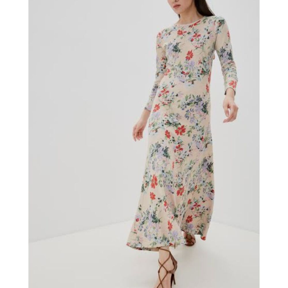 EUC Polo Ralph Lauren Floral Waffle Knit Crewneck Long Sleeve Maxi Dress Sz XXL